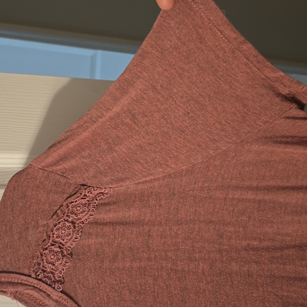 Justify Dusty Rose Lace Accent Top - Picture 3 of 4